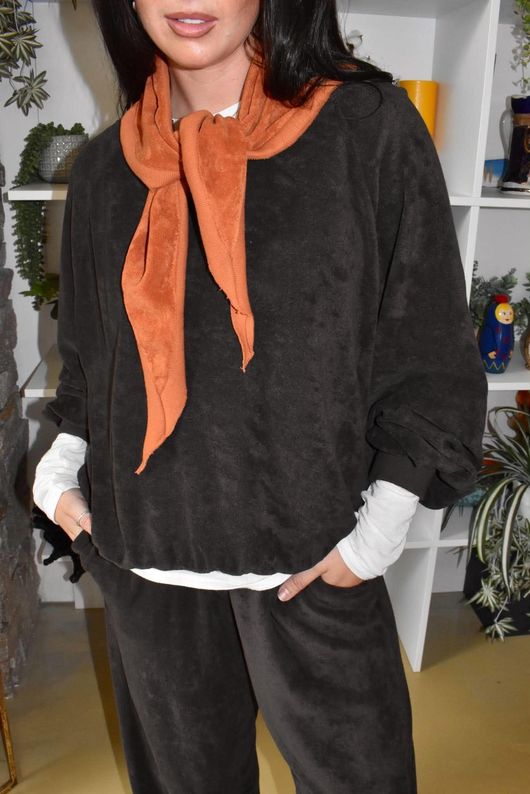 Terry B Lantern Sleeve Sweatshirt Coffee Bean